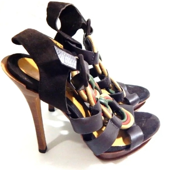 L.A.M.B. Braided Leather High Heel Sandals - Picture 2 of 6